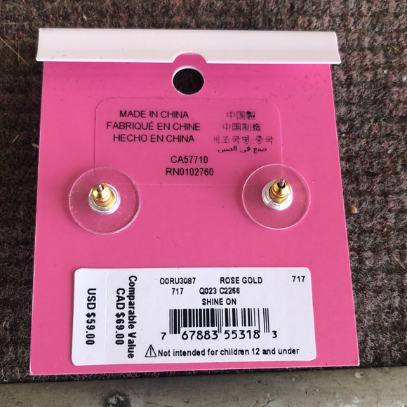 NWT Kate Spade ♠️ Sparkly Rhinestone Rose Gold Earrings - Picture 10 of 12